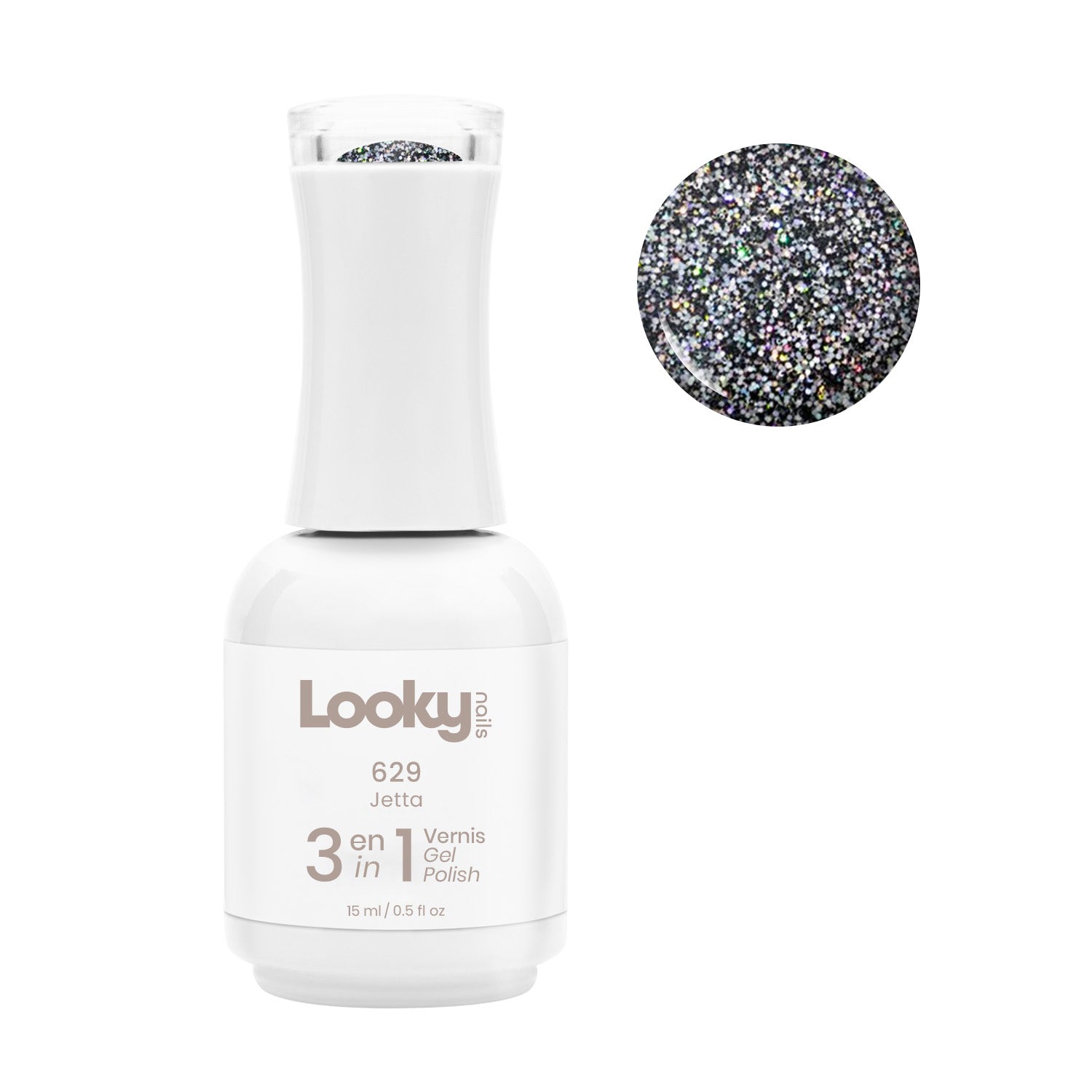Looky Vernis Gel 3 en 1 #629 Jetta (Collection Black and White)