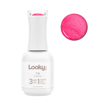 Looky Vernis Gel 3 en 1 #718 Évelyne (Collection Disco Fluo)