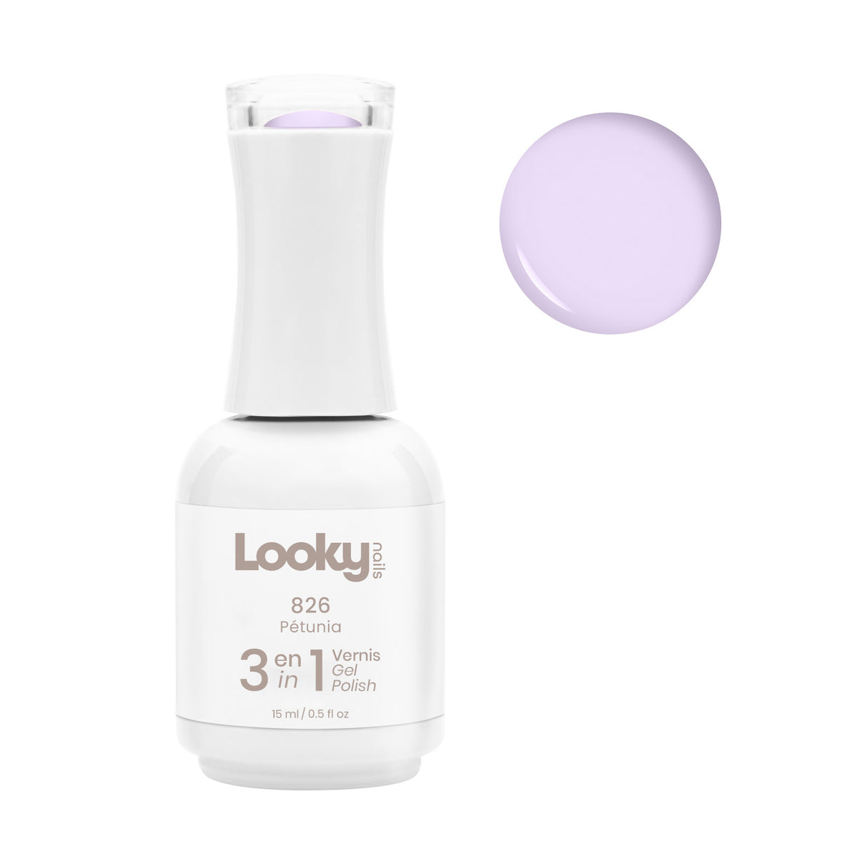 Looky Vernis Gel 3 en 1 #826 Pétunia