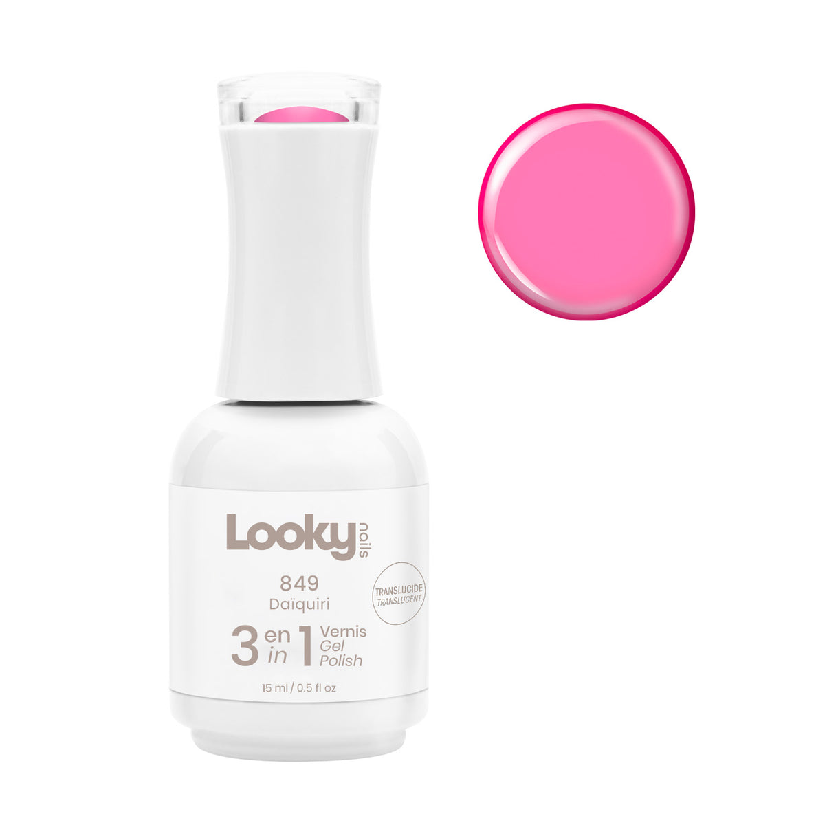 Looky Vernis Gel 3 en 1 #849 Daïquiri (Translucide)