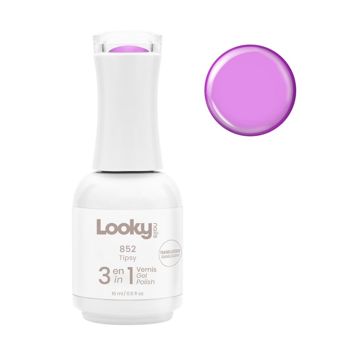Looky Vernis Gel 3 en 1 #852 Tipsy (Translucide)
