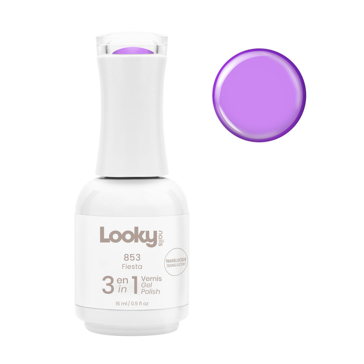 Looky Vernis Gel 3 en 1 #853 Fiesta (Translucide)