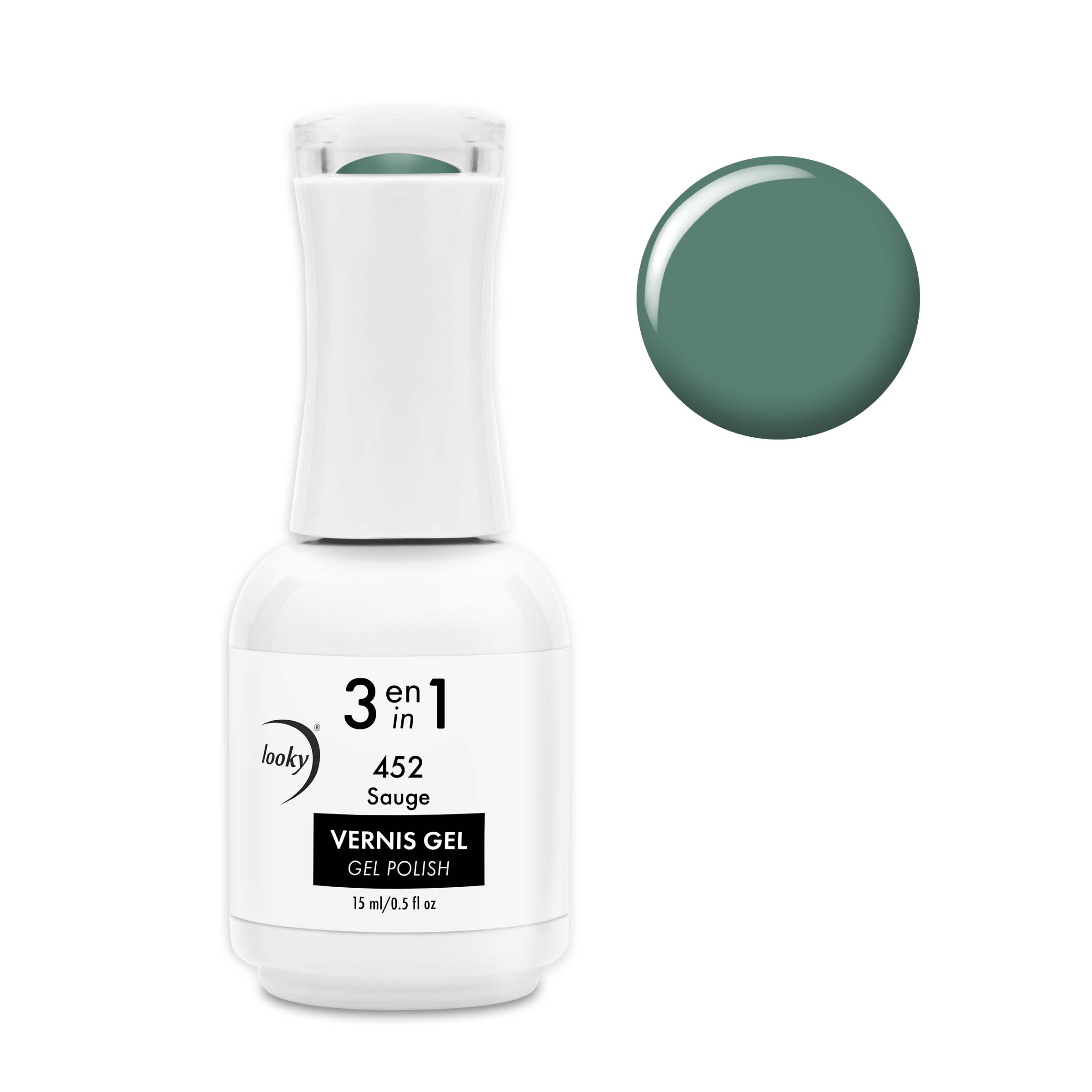 Looky Vernis Gel 3 en 1 #452 Sauge (Collection Sarah Couture)