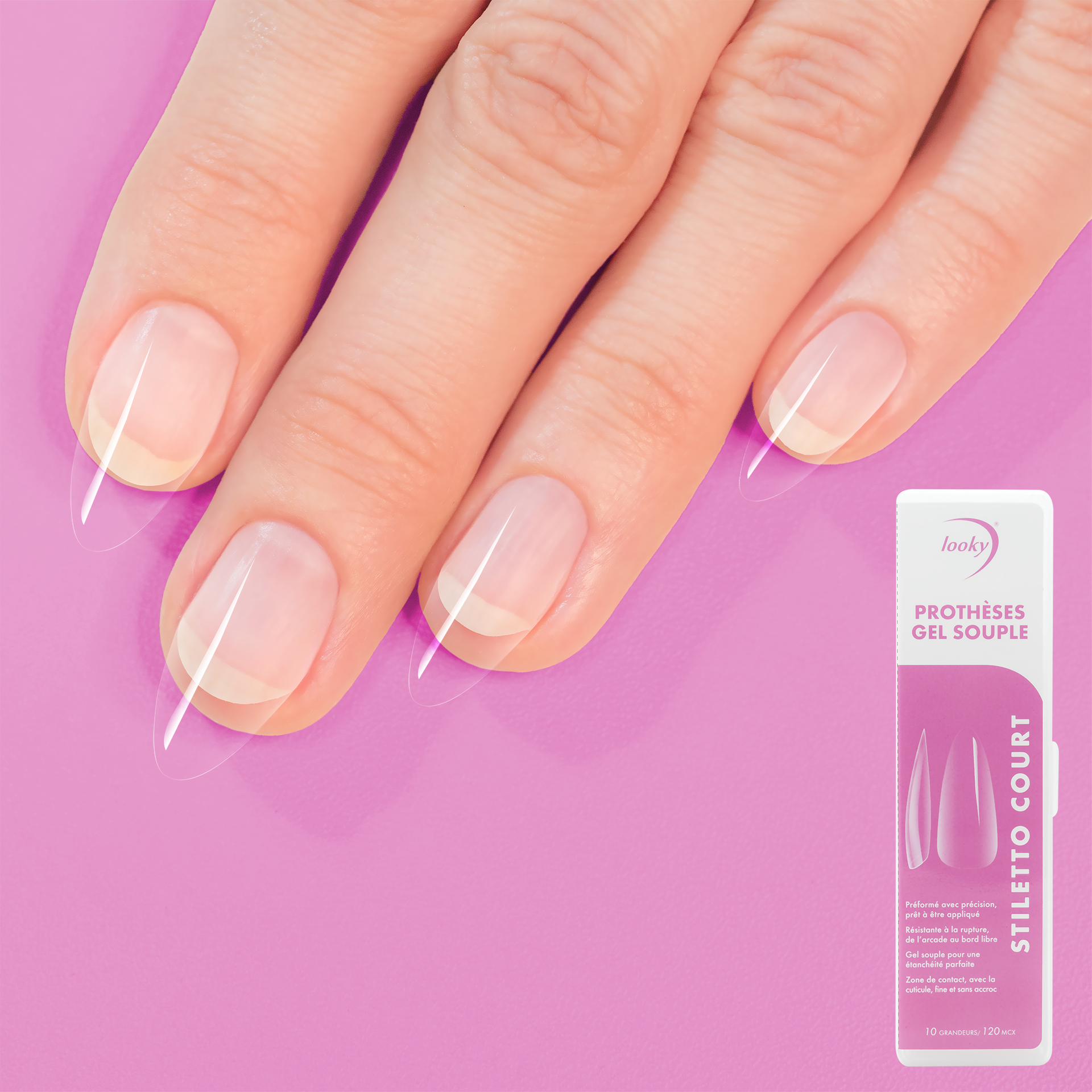 Looky Prothèses en Gel Souple Stiletto Court