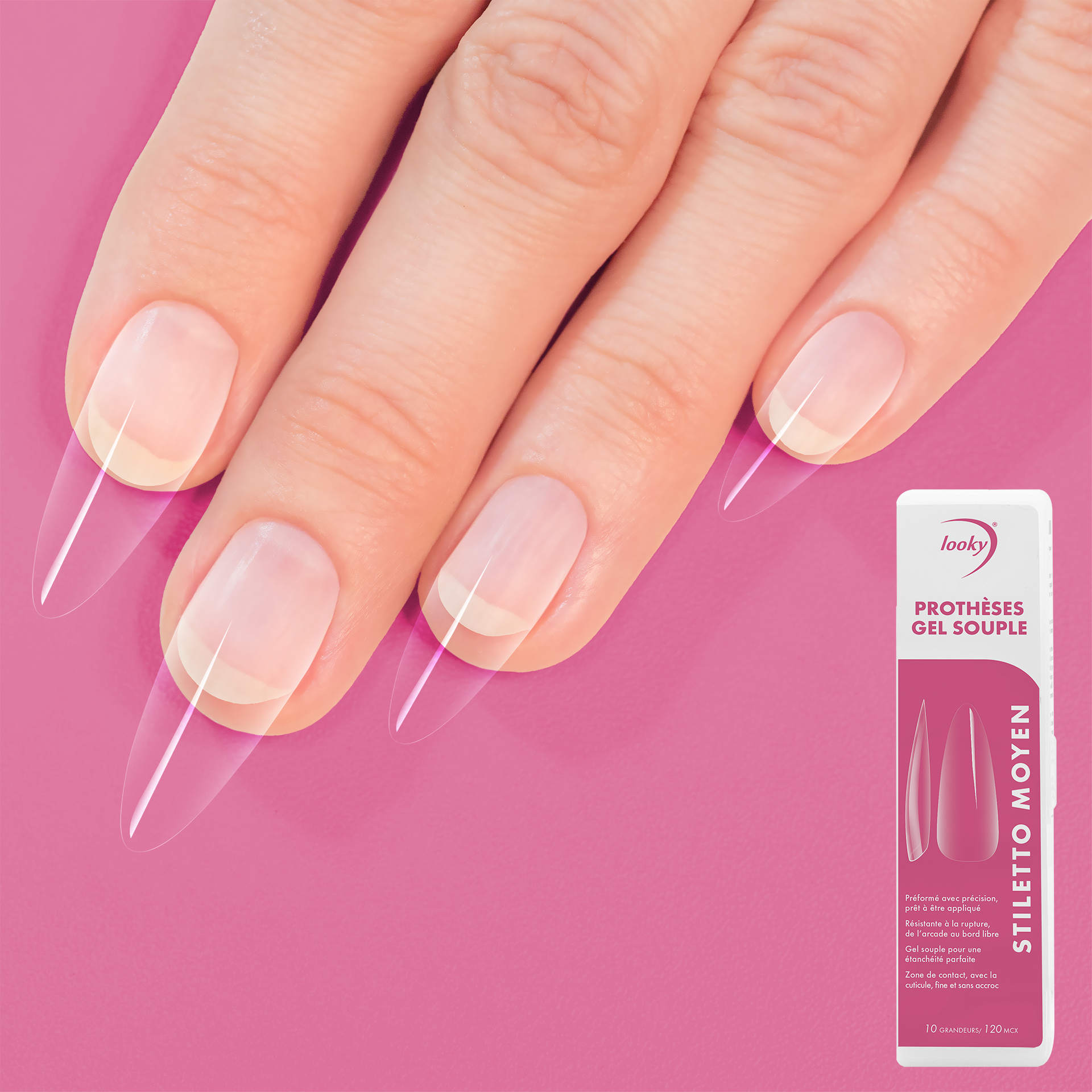Looky Prothèses en Gel Souple Stiletto Moyen