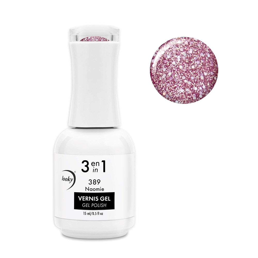 3 in 1 Gel Nail Polish #389 Naomie (Sparkle Collection)