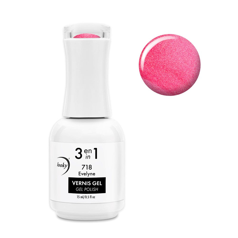 Looky Vernis Gel 3 en 1 #718 Évelyne (Collection Disco Fluo)