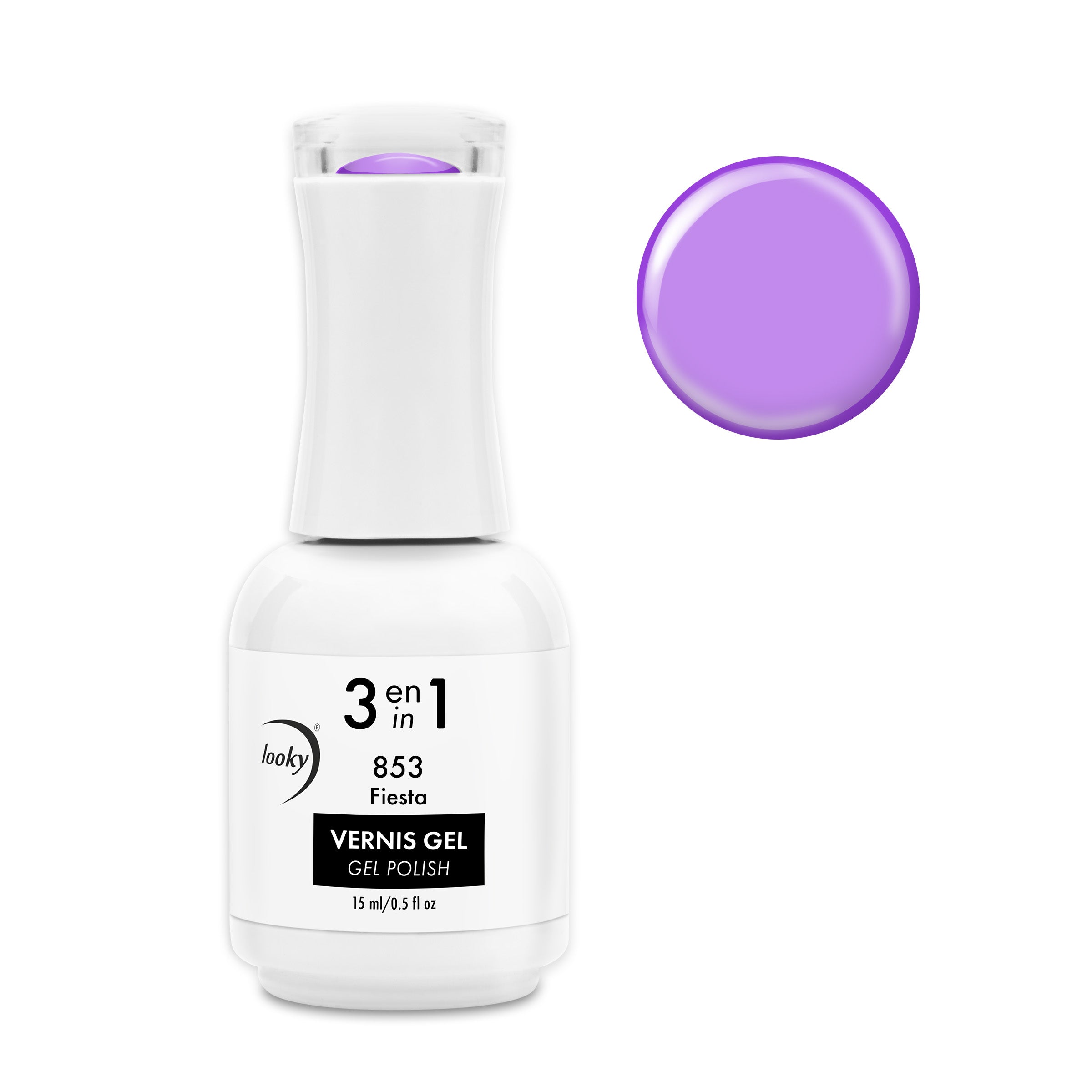 Looky Vernis Gel 3 en 1 #853 Fiesta (Collection Happy Hour) (Translucide)