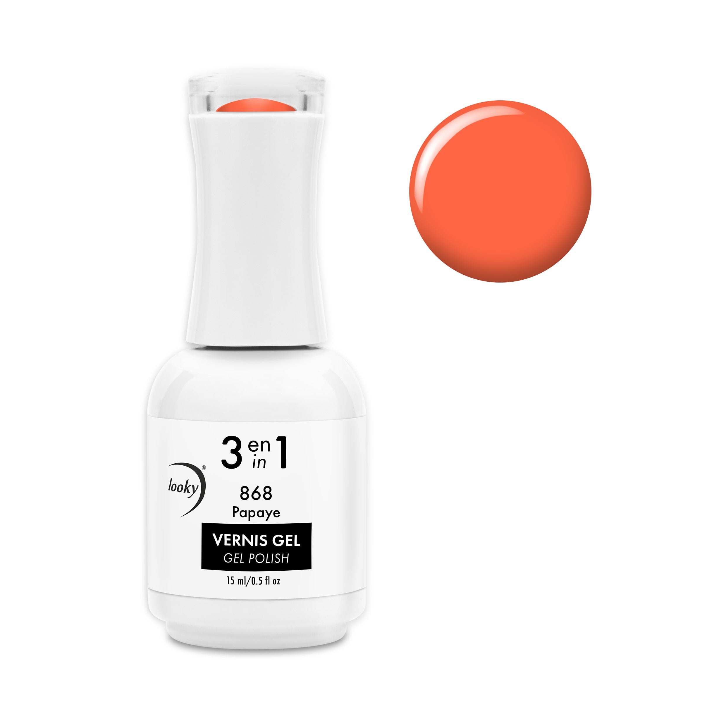 Looky Vernis Gel 3 en 1 #868 Papaye (Collection Délices d'Été)